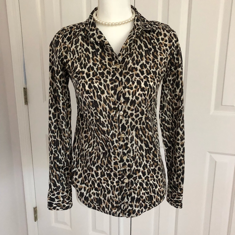 NWOT J Crew Leopard Blouse Size 00